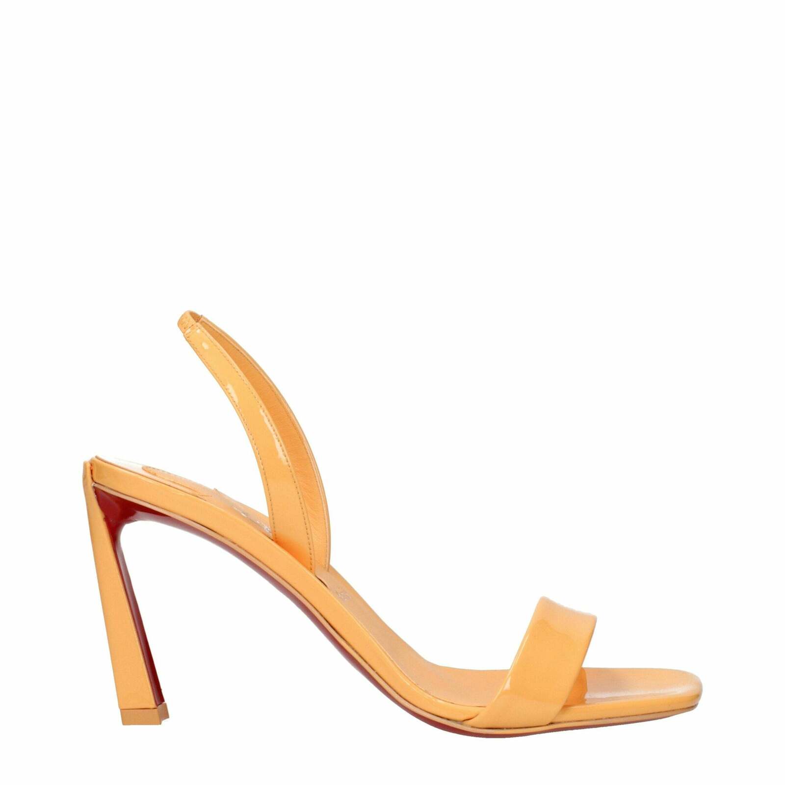 Leather Stiletto Heels Sandals with Adjustable Ankle Strap - Orange / 36 EU