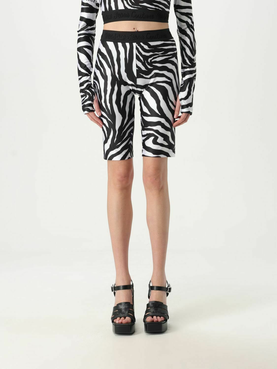 Zebra Print Cycling Shorts - Black / 36 EU