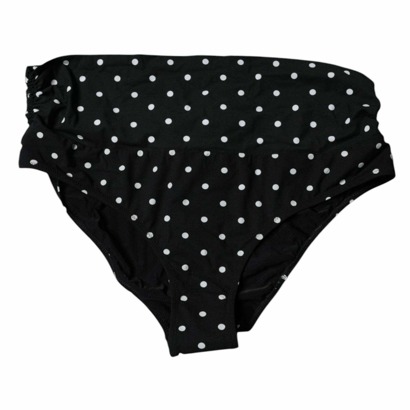 Polka Dot Bikini Bottom Swimwear - Black and White / L
