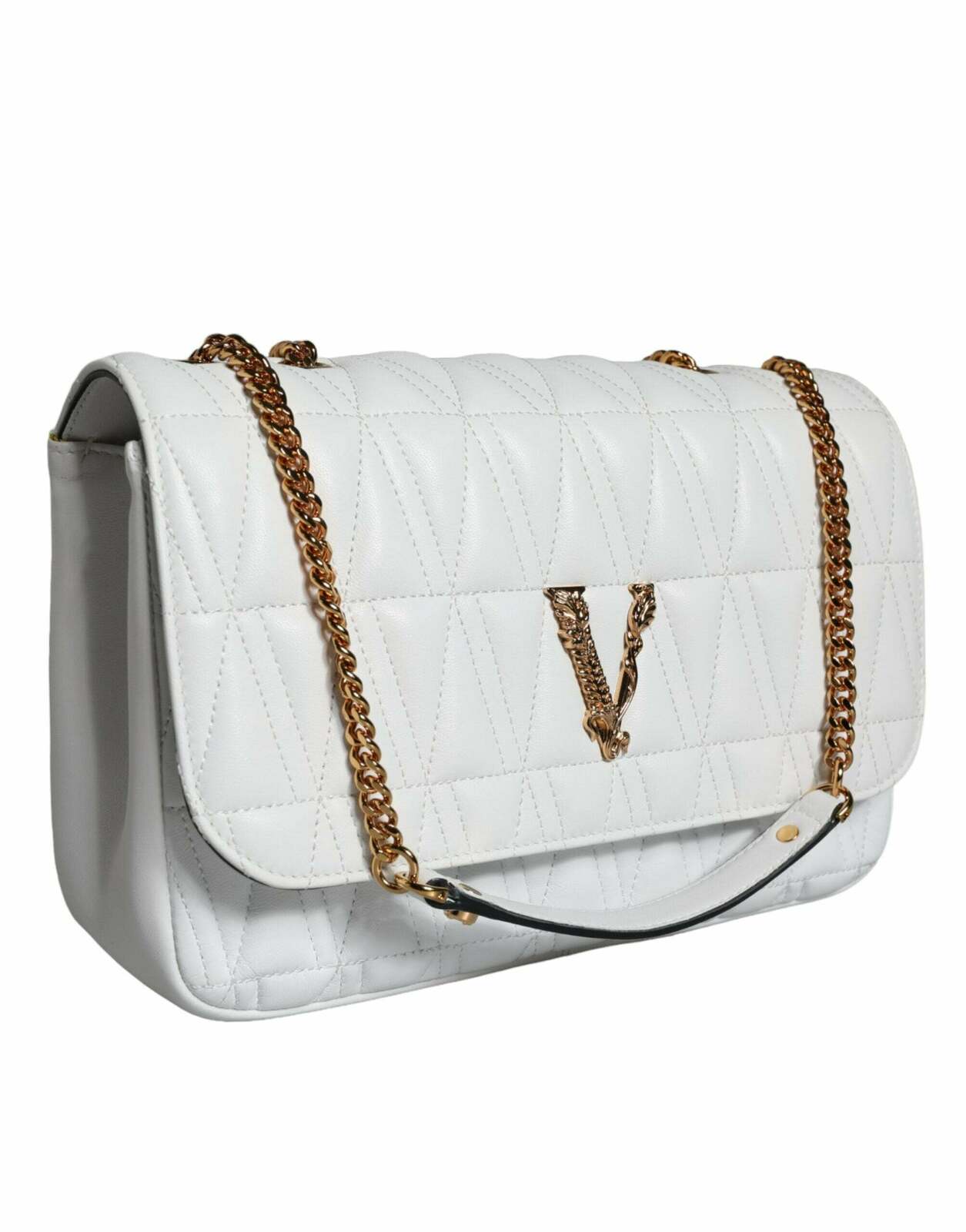 La Greca Crossbody Bag Quilted Chain - White / One Size