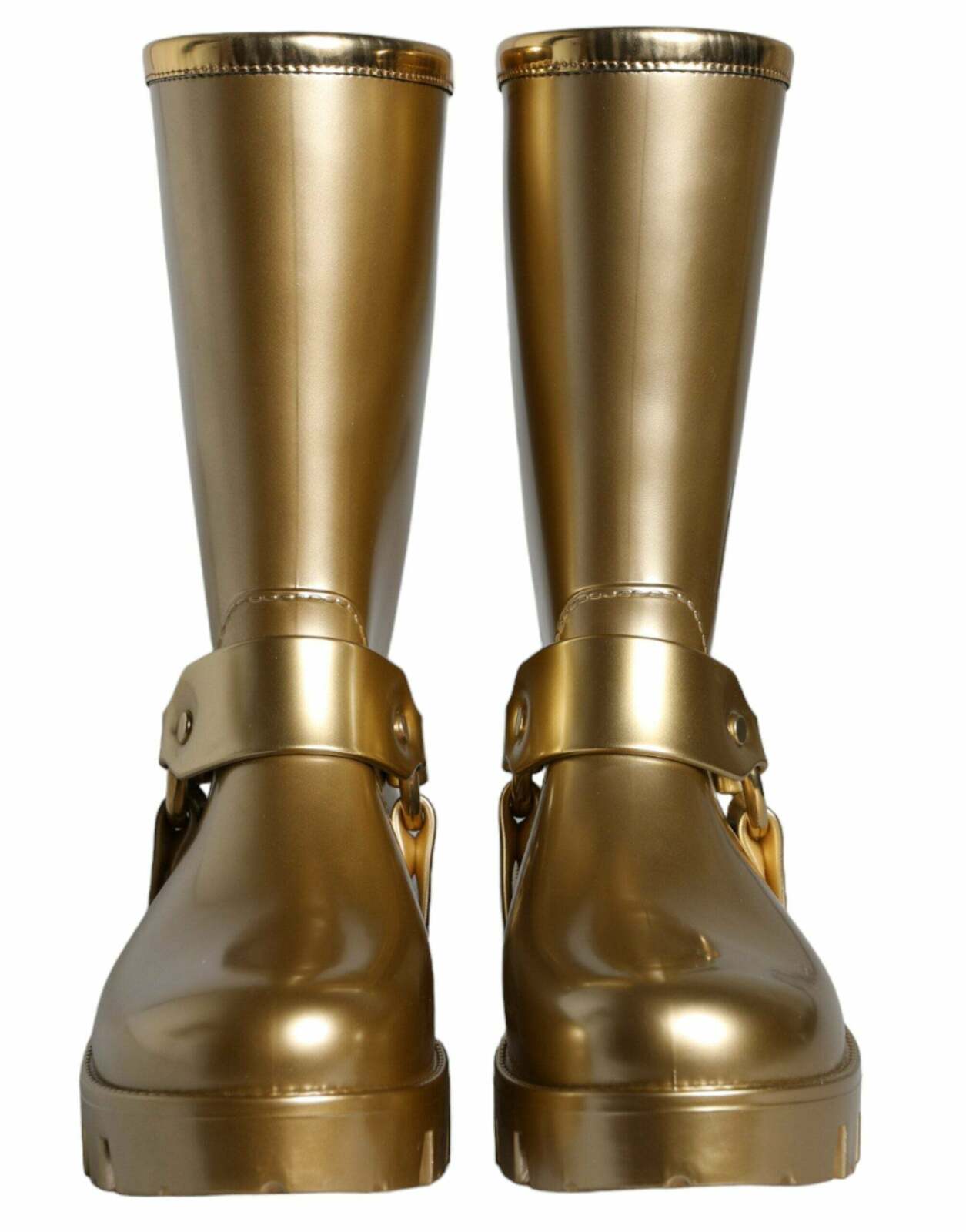 Metallic Buckle Rain Boots Model LA11307 - Gold / 37 EU