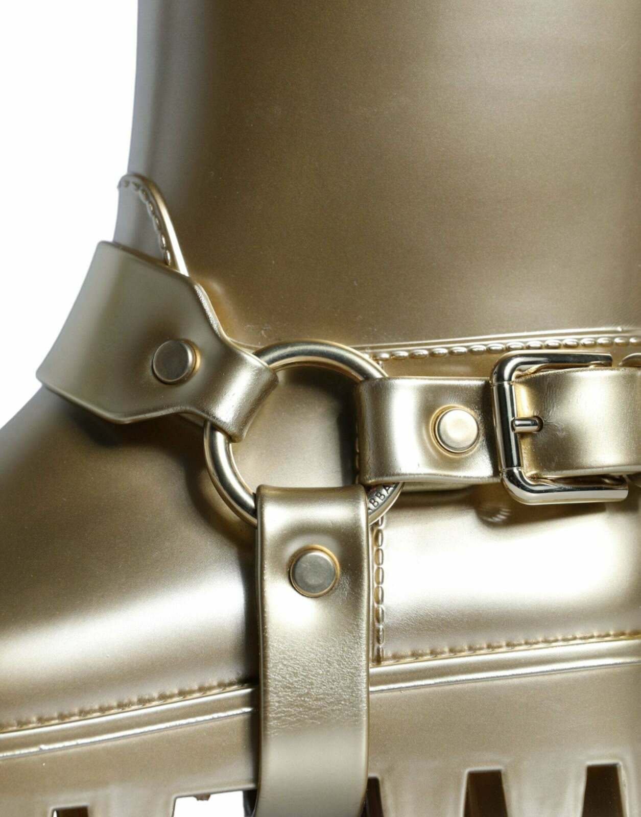 Metallic Buckle Rain Boots Model LA11307 - Gold / 37 EU