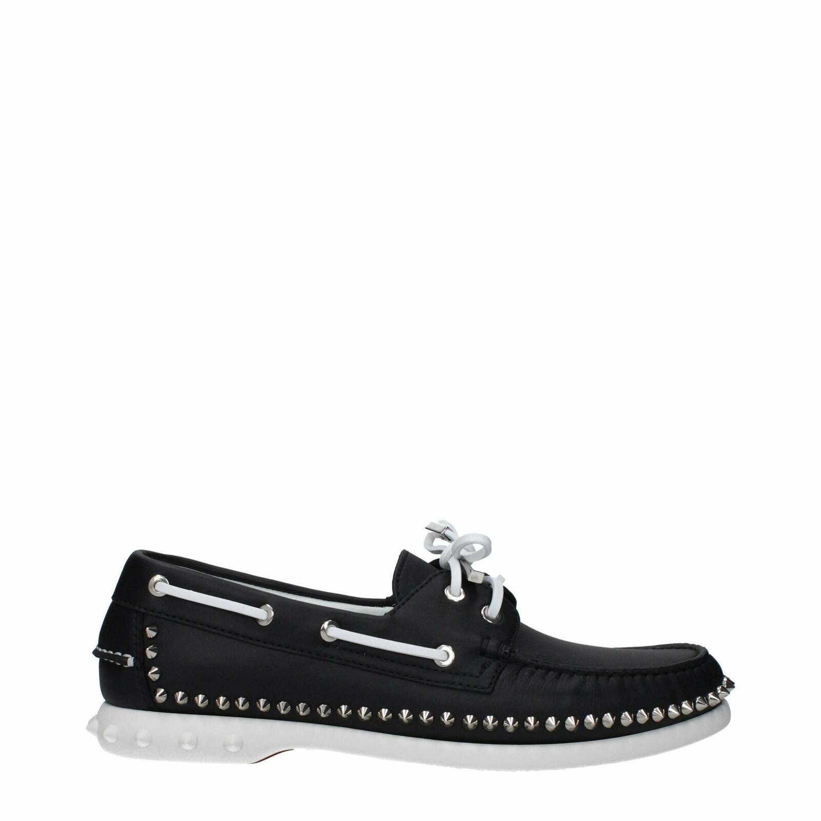 Studded Leather Loafer with Lace-Up Closure - Black / 41 EU