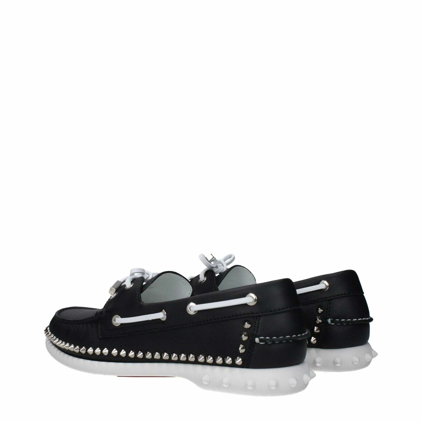 Studded Leather Loafer with Lace-Up Closure - Black / 41 EU