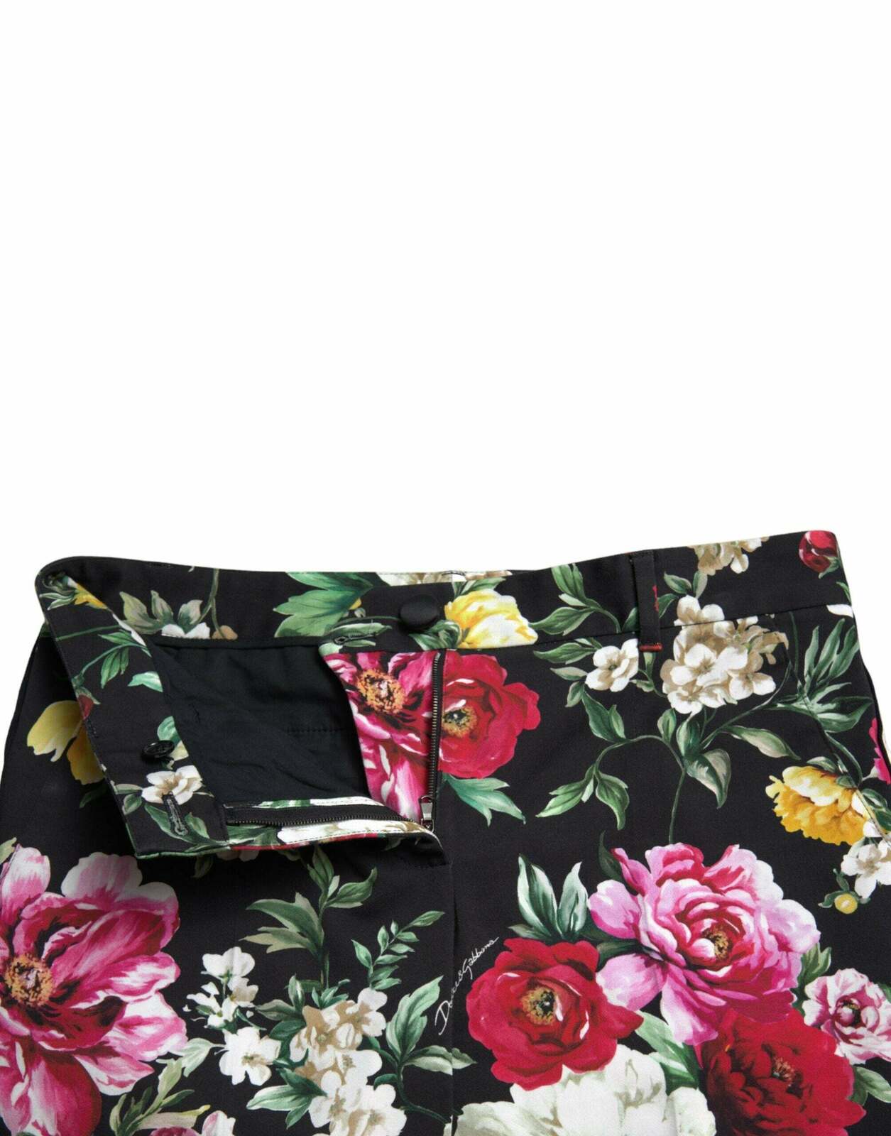 Floral Print Trousers Cropped Style - Black / IT40|S