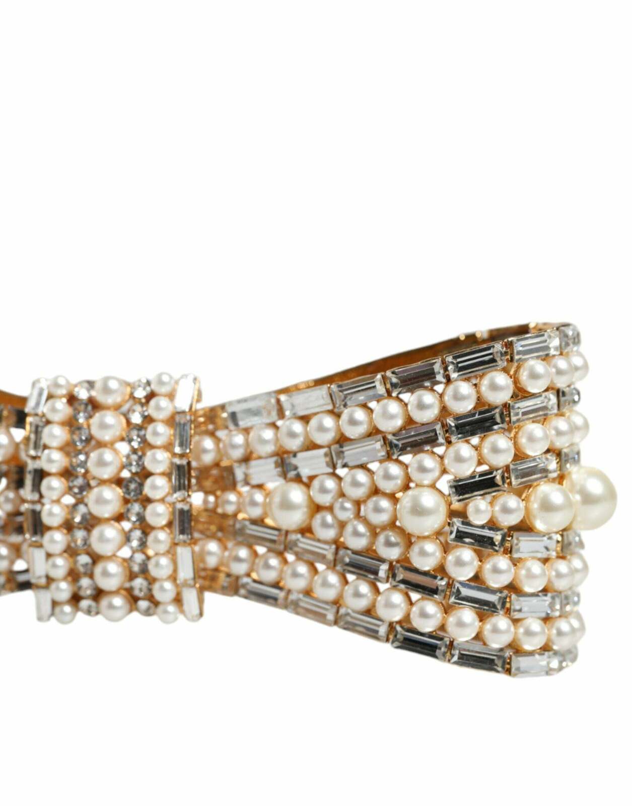 Dolce & Gabbana Pearl Crystal Bow Hair Clip - Gold / One 
