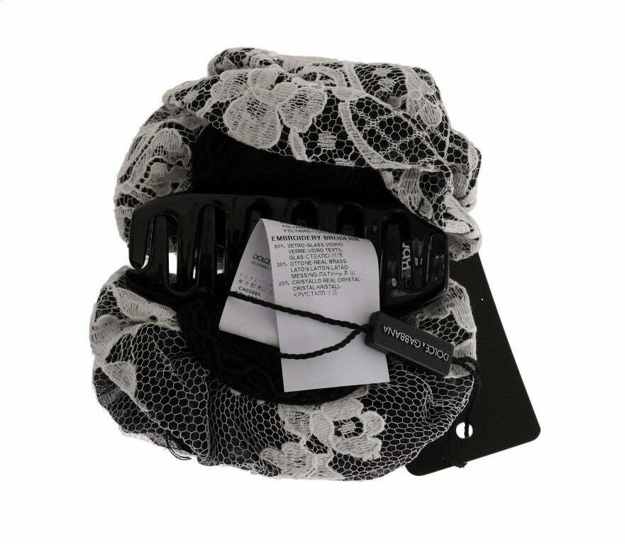 Dolce & Gabbana Rose Hair Clip Black and White Lace  display picture 1