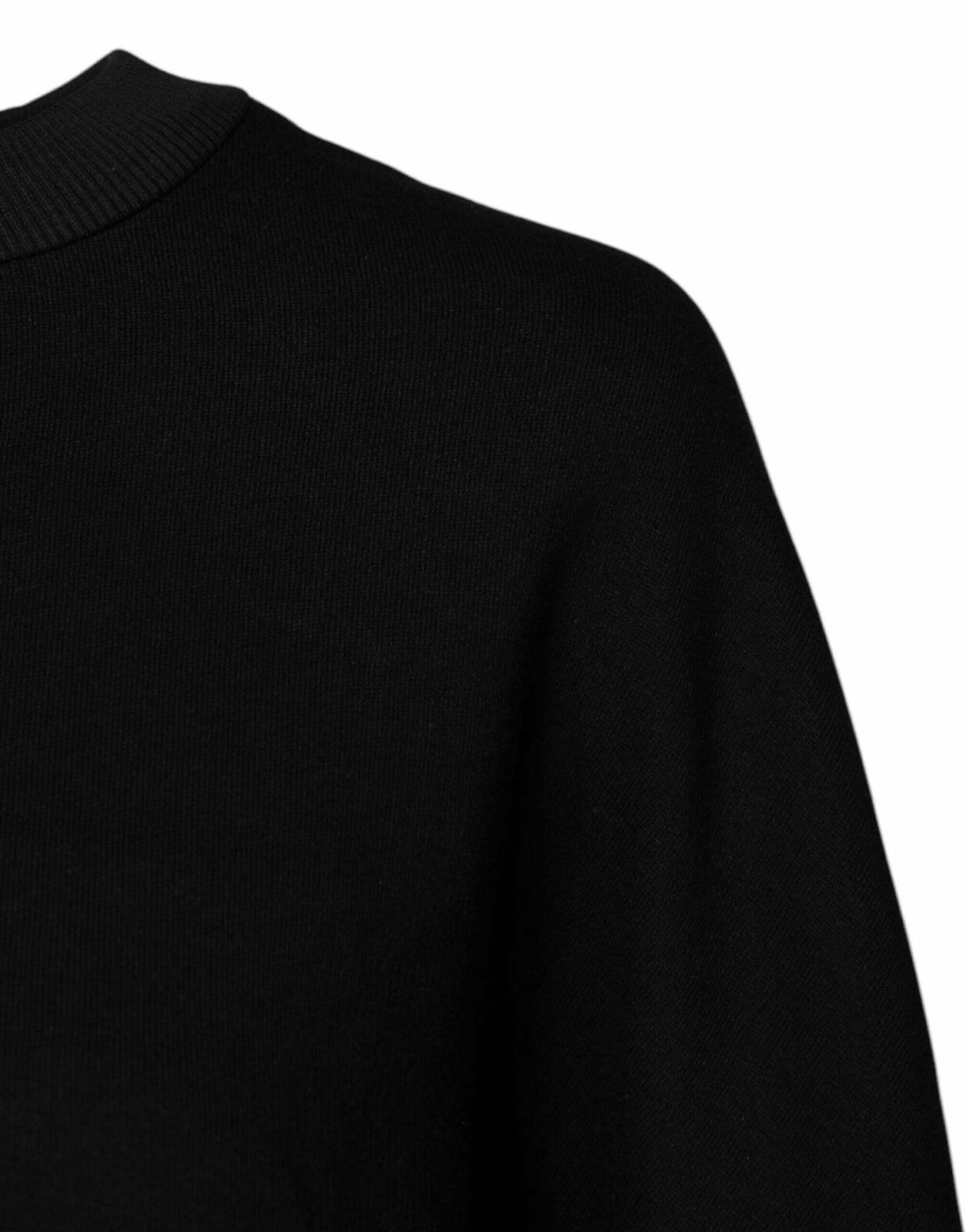 Oversized Knit Pullover Sweatshirt - Black / IT38 | XS