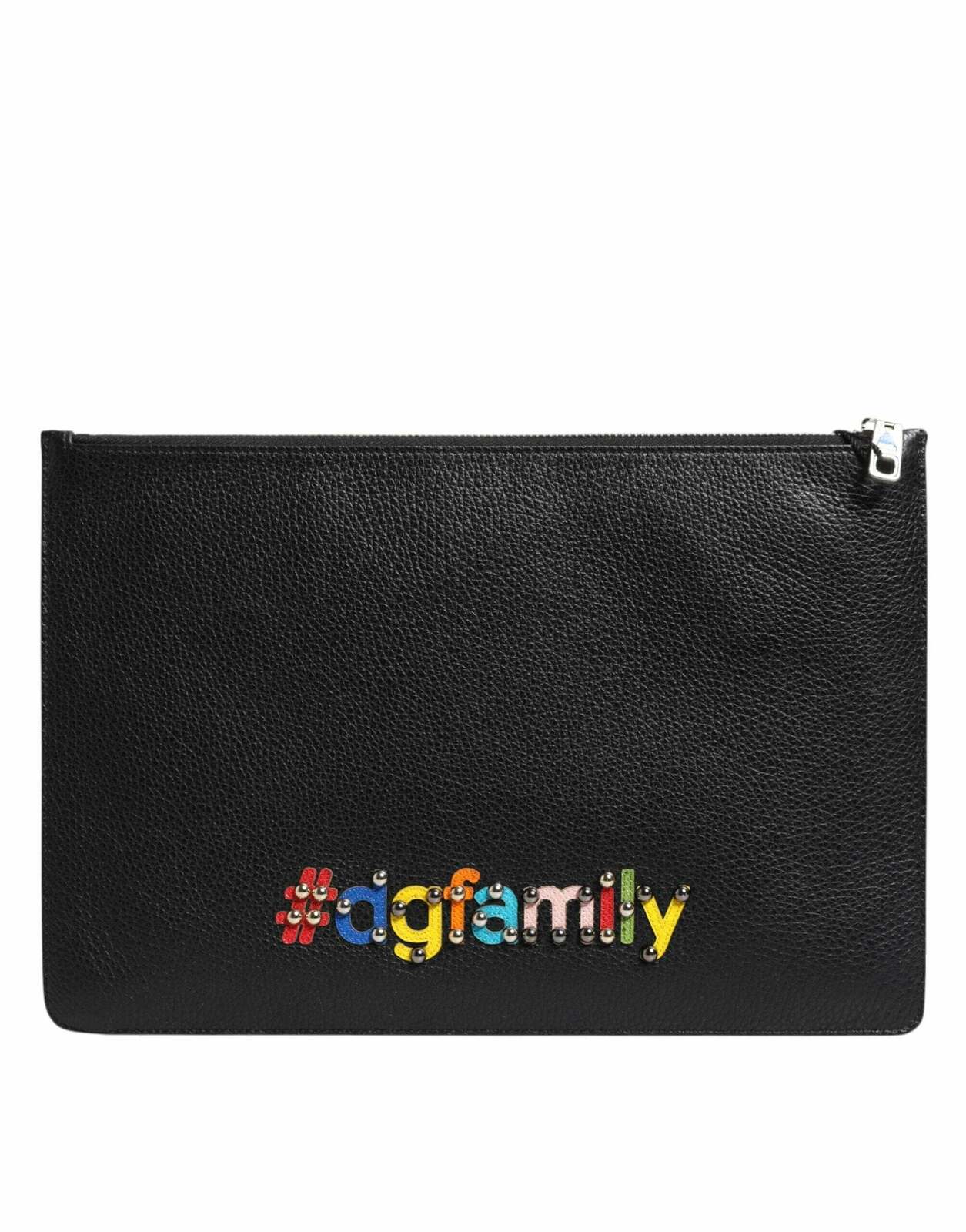 Leather Embellished Clutch Pouch Bag - Black / One Size