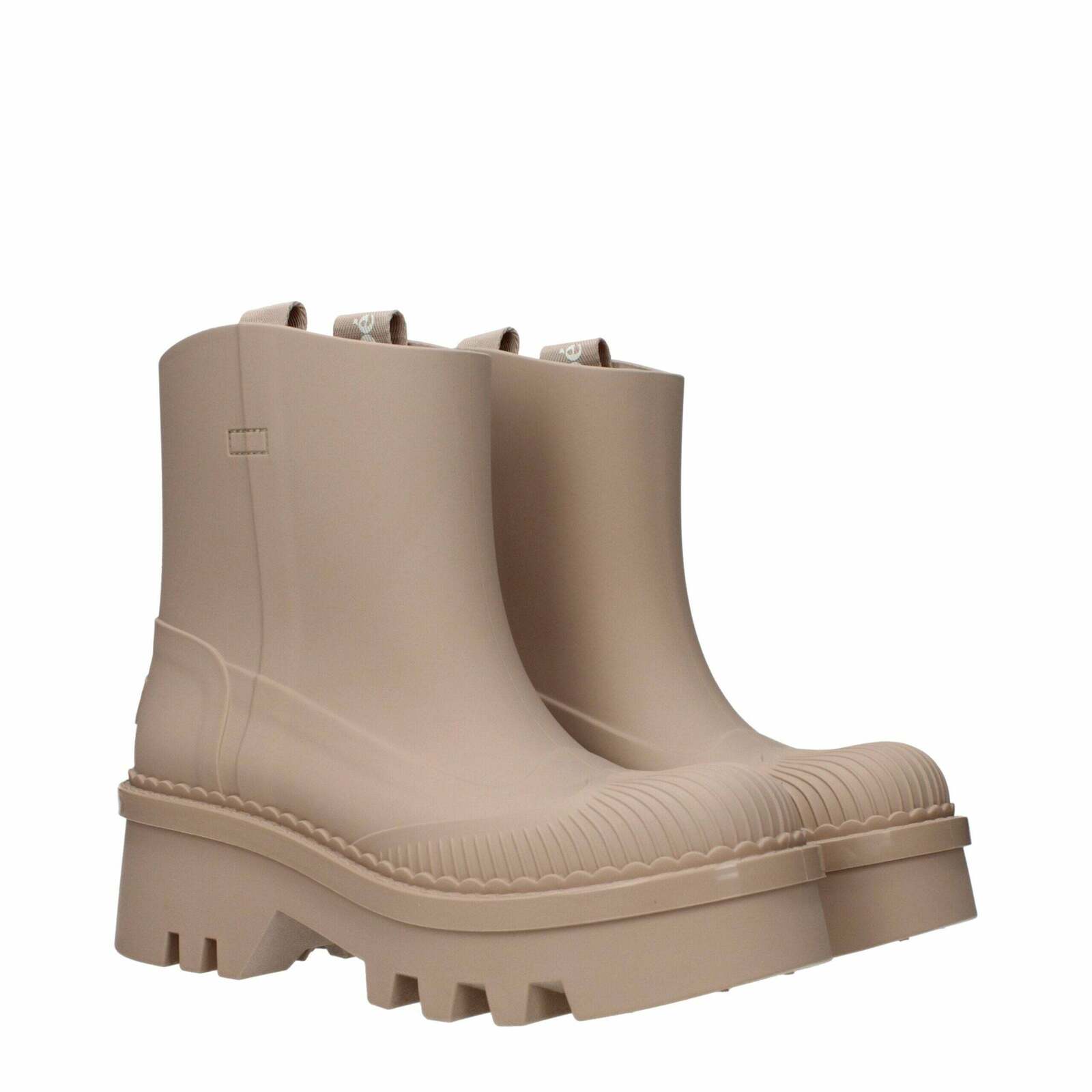 Rubber Ankle Boots with Back Logo and Mid Heels - Pink / 38 EU