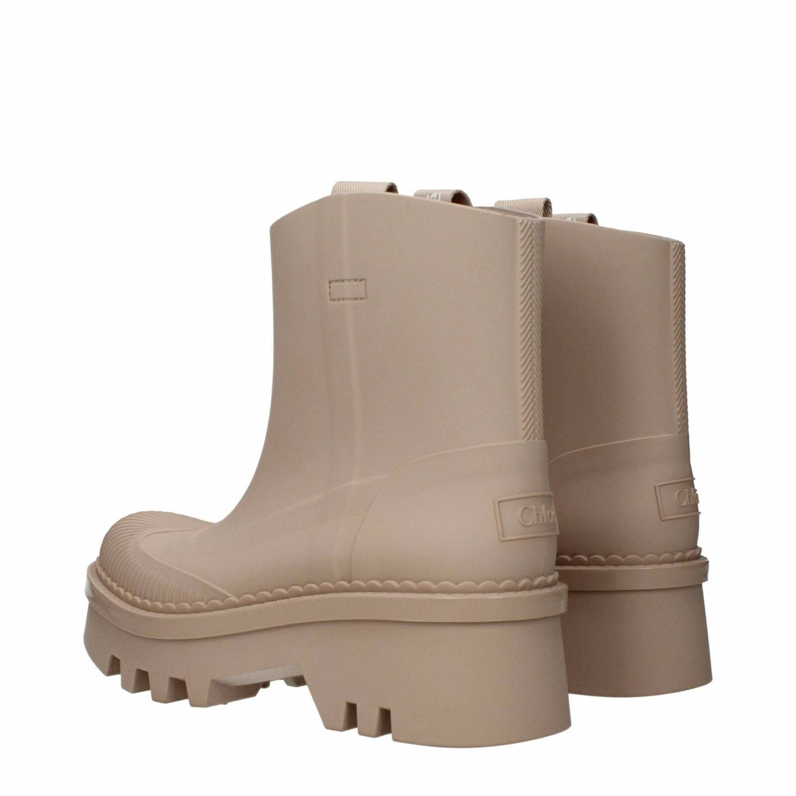 Rubber Ankle Boots with Back Logo and Mid Heels - Pink / 38 EU