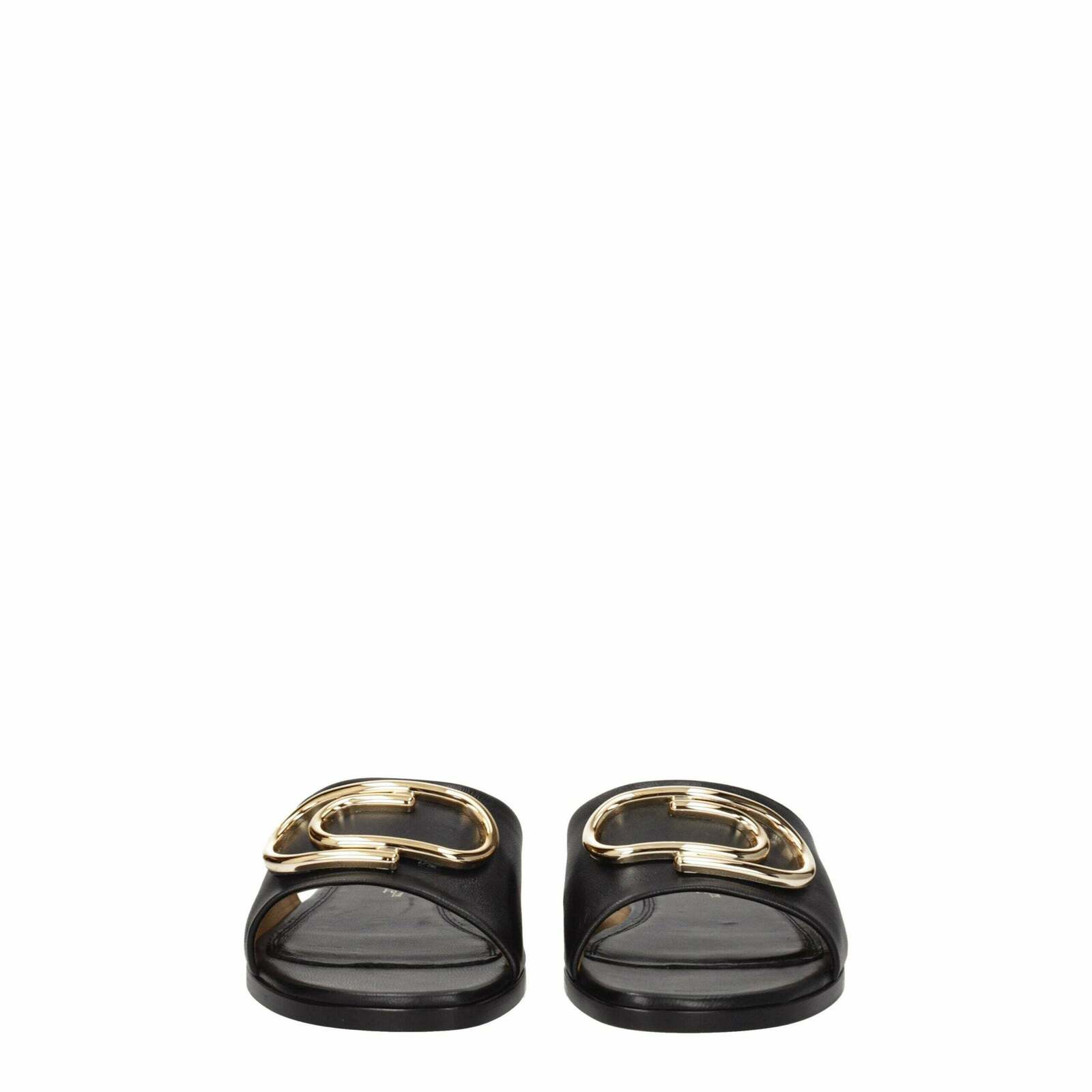 Leather Open Toe Low Heel Slippers Sandals - Black / 36 EU
