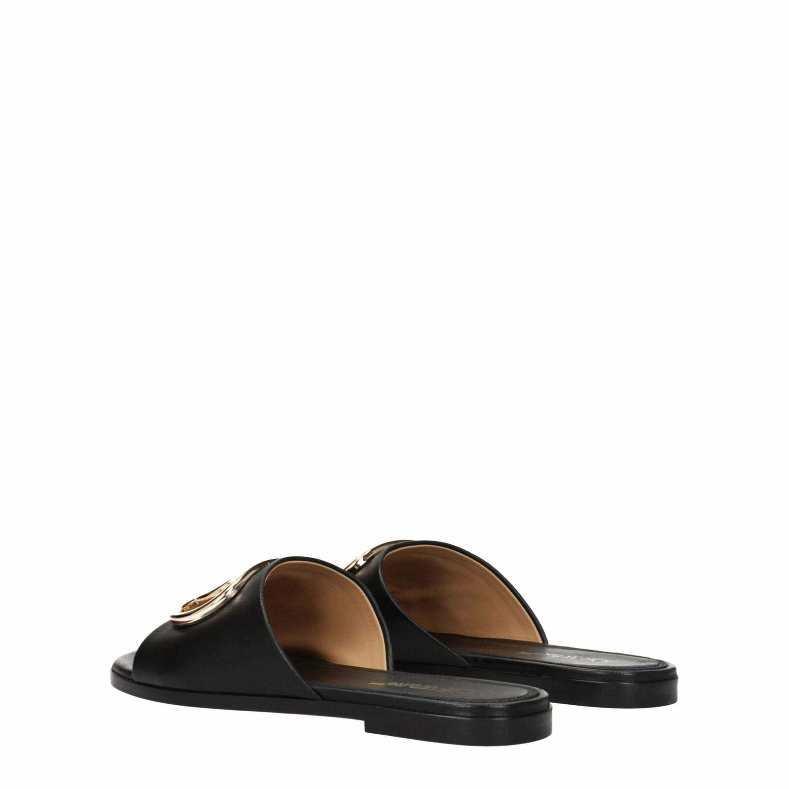 Leather Open Toe Low Heel Slippers Sandals - Black / 36 EU