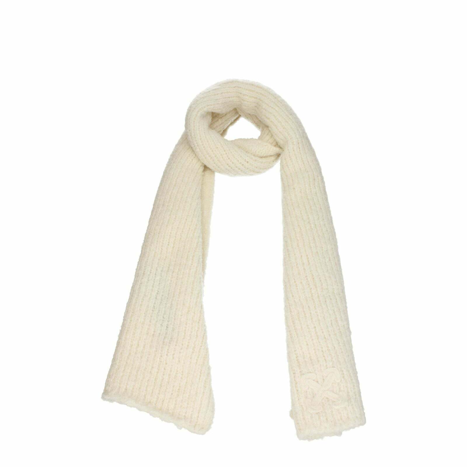 Luxurious Wool-Alpaca Blend Scarf with Front Logo - Beige / One Size