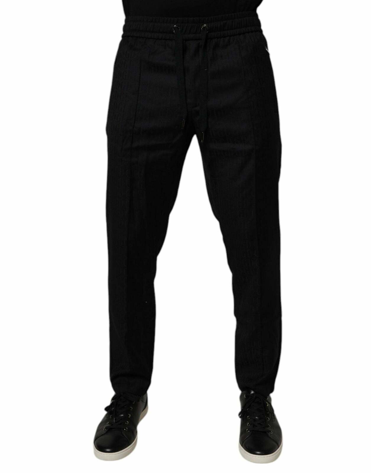 Structured Trousers Drawstring Waist - Black / IT48 | M