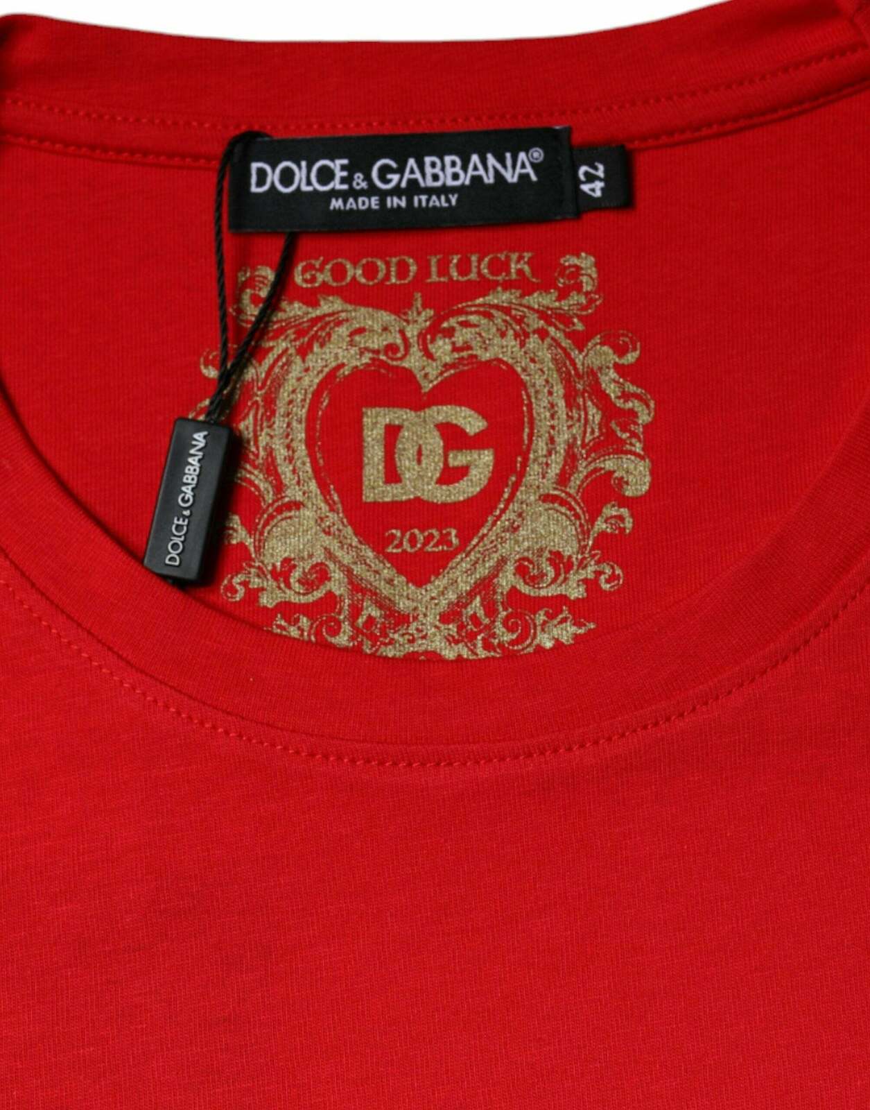 Dolce  Gabbana TSH86519 Red Cotton TShirt - Red / 46 IT