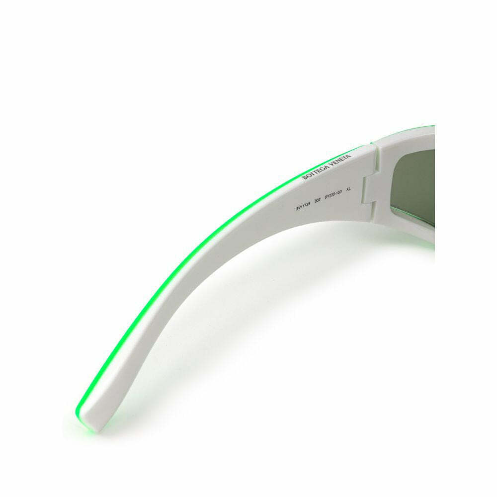 Elongated Sporty Acetate Sunglasses with Blue Mirrored Lenses - Green / One Size