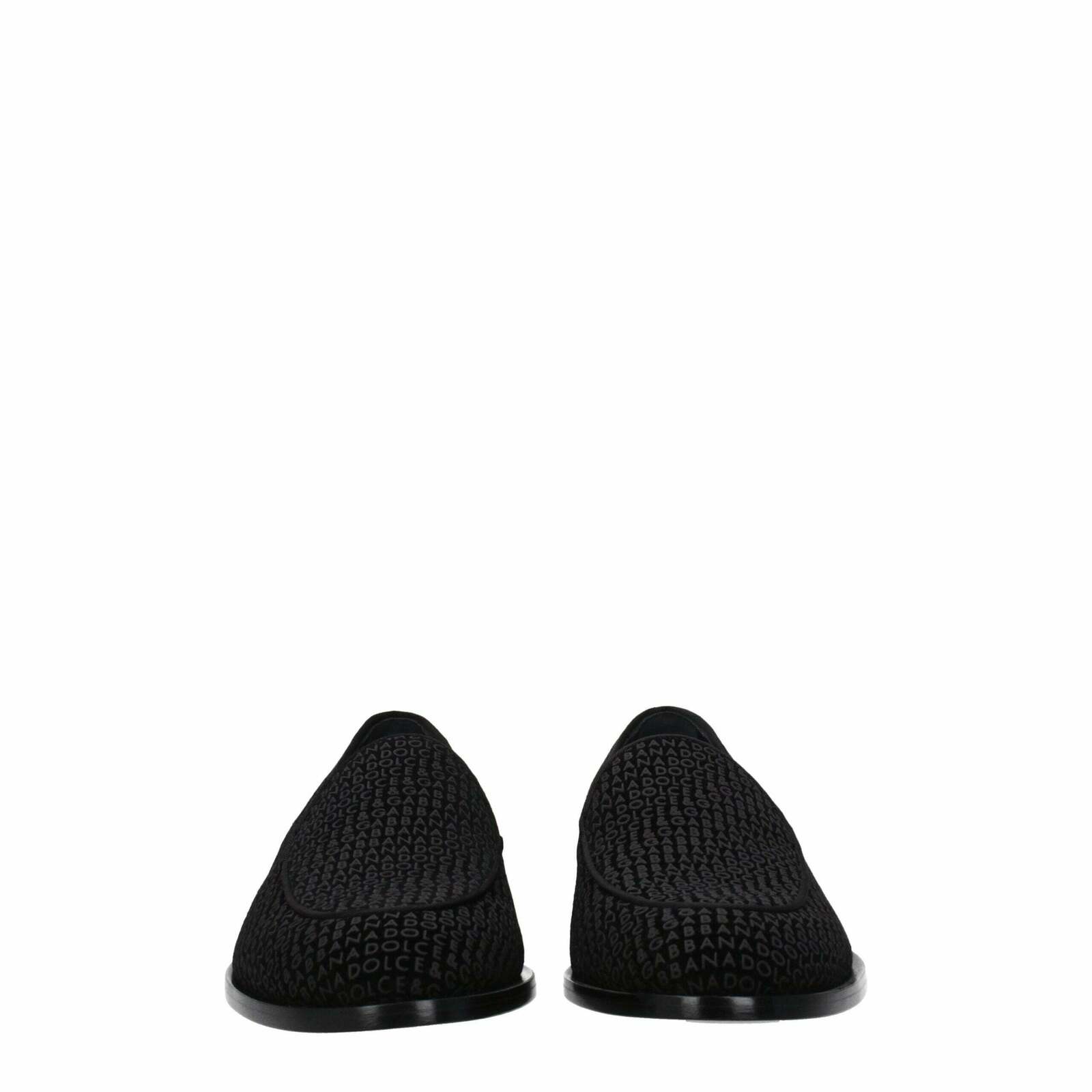 Velvet Slip-On Loafer with Logo and Leather Sole - Black / 42 EU