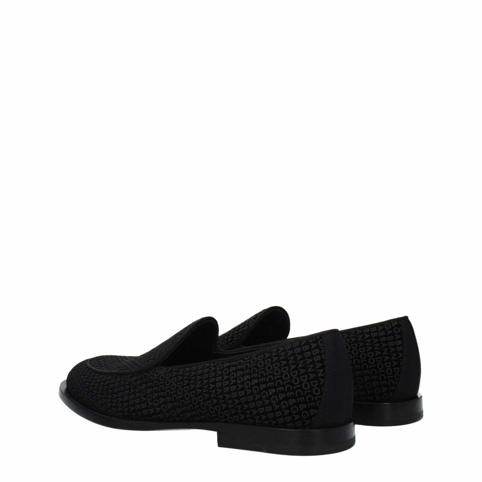 Velvet Slip-On Loafer with Logo and Leather Sole - Black / 42 EU