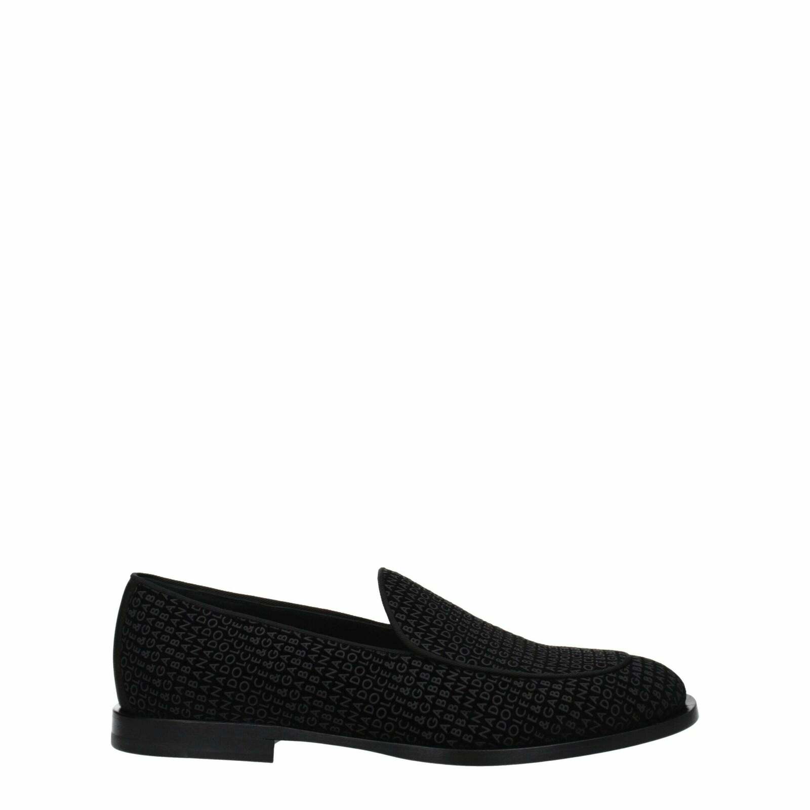Velvet Slip-On Loafer with Logo and Leather Sole - Black / 42 EU