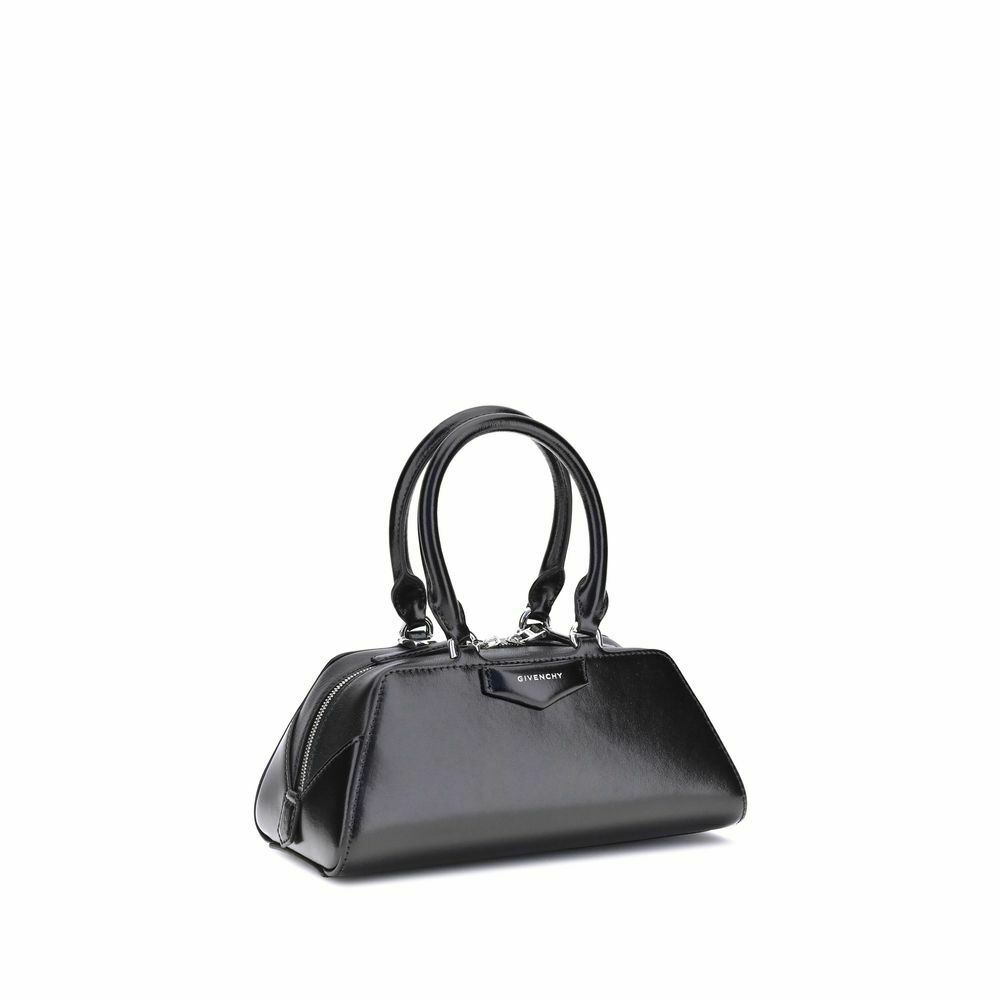 Antigona East-West Mini Handbag with Articulated Leather Handles - Black / One Size