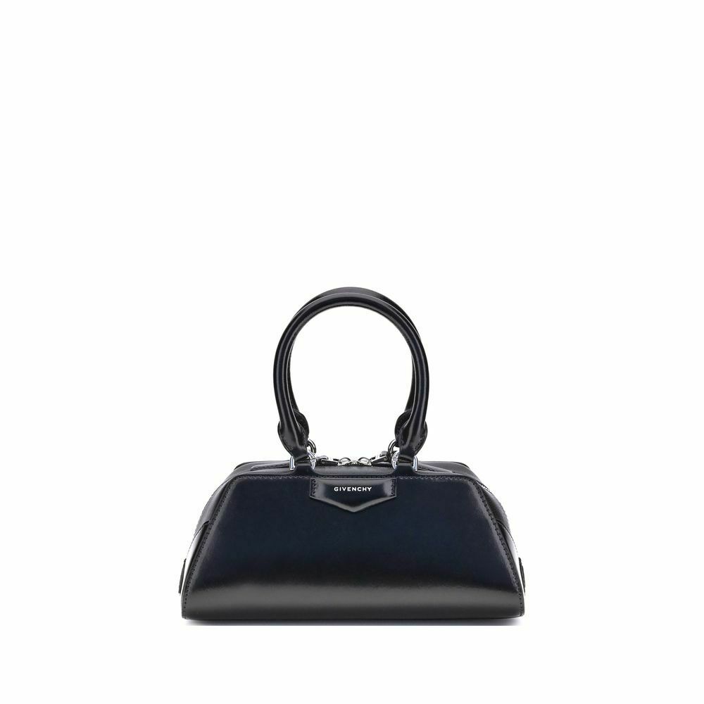 Antigona East-West Mini Handbag with Articulated Leather Handles - Black / One Size