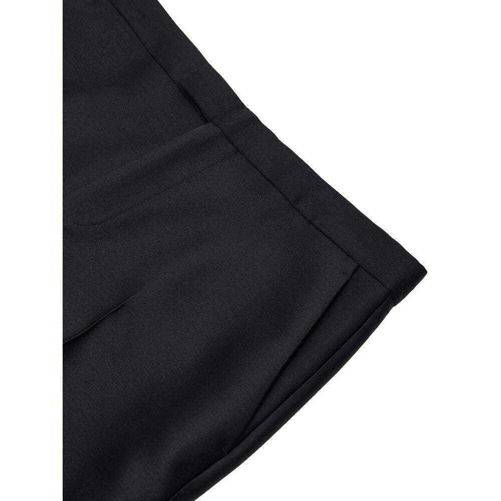 Tailored Wool-Silk Trousers with Cropped Straight Leg Design - Black / 46 IT