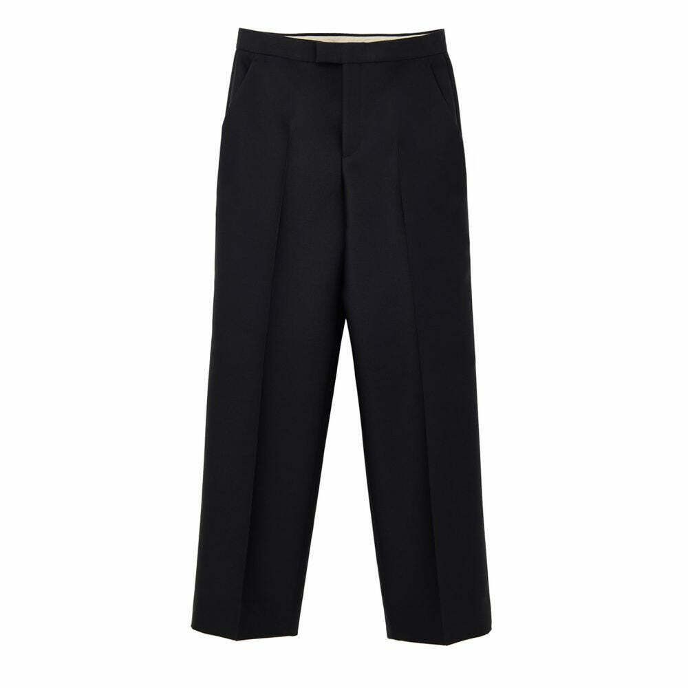 Tailored Wool-Silk Trousers with Cropped Straight Leg Design - Black / 46 IT