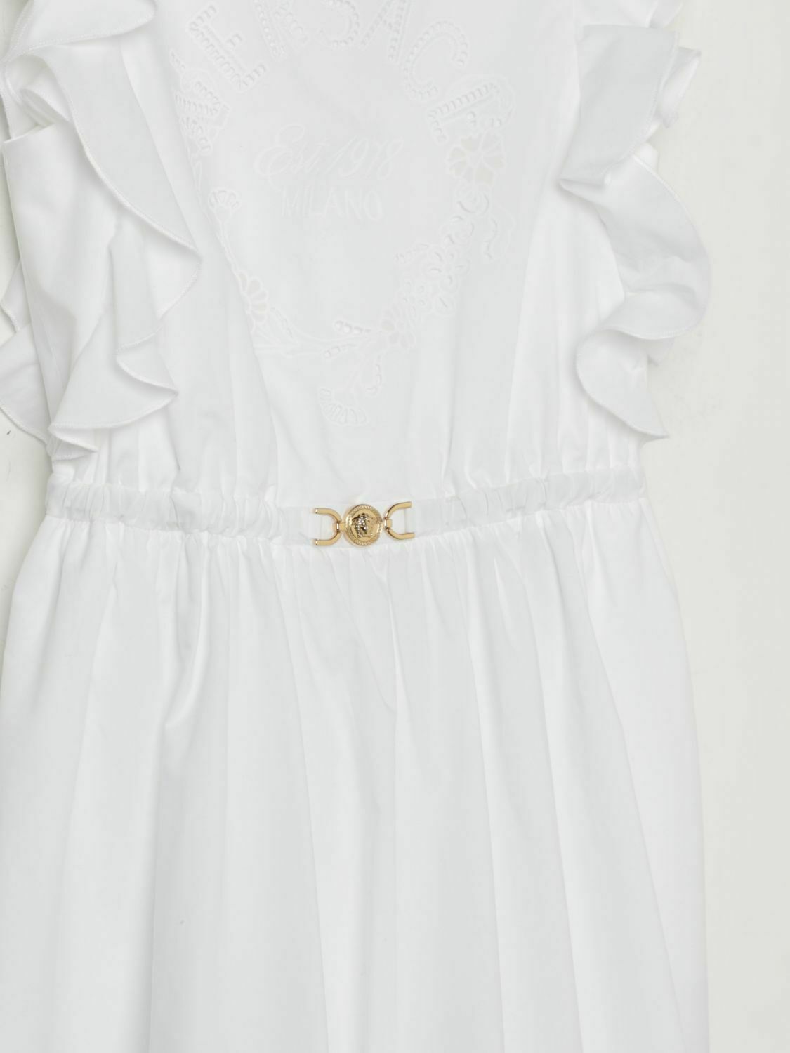 Girls Poplin Dress Ruffles Medusa - White / 12 EU