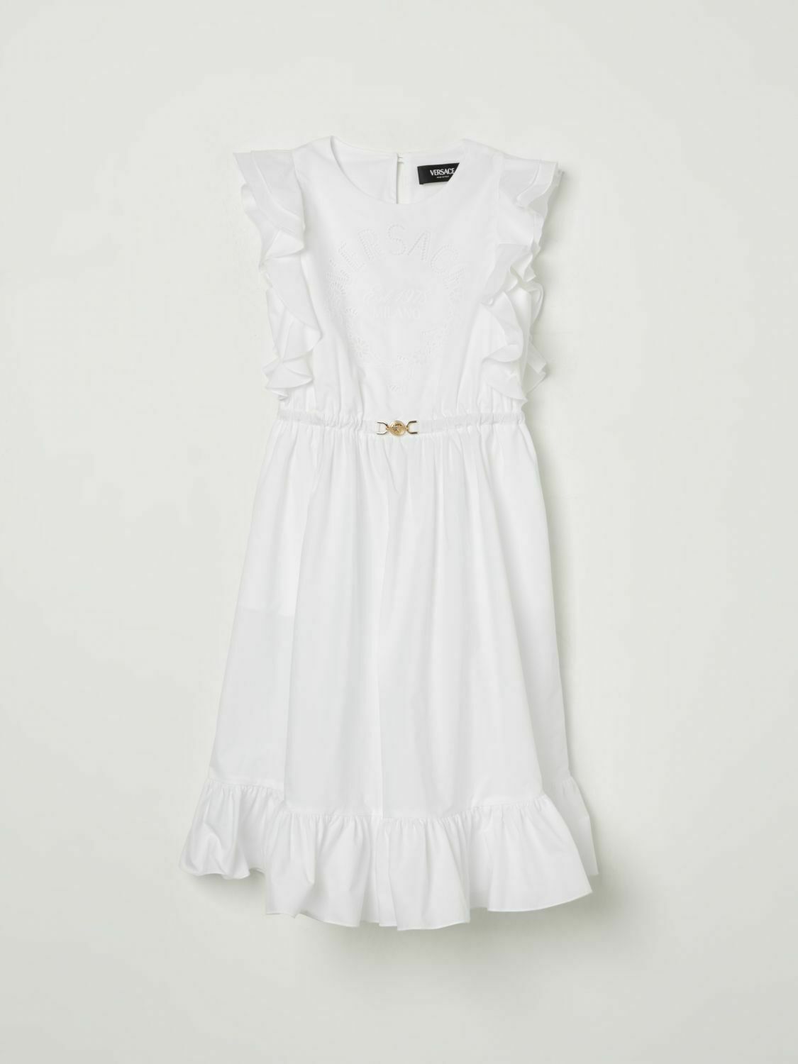 Girls Poplin Dress Ruffles Medusa - White / 12 EU