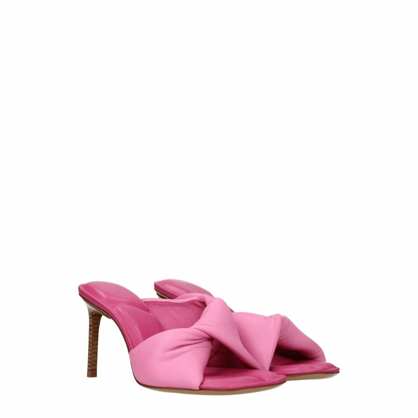 Leather Mid Heel Open Toe Sandals - Pink / 40 EU