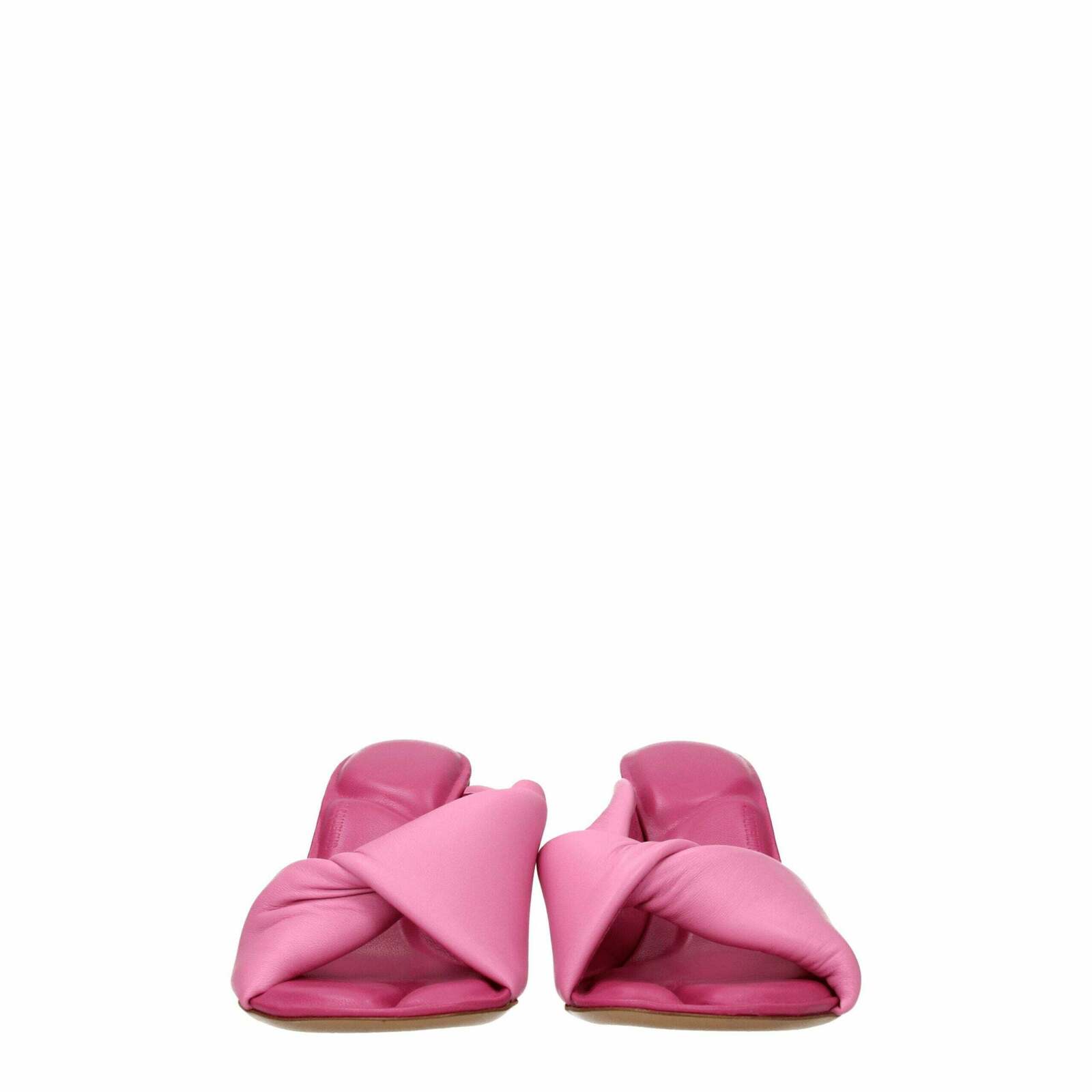 Leather Mid Heel Open Toe Sandals - Pink / 40 EU