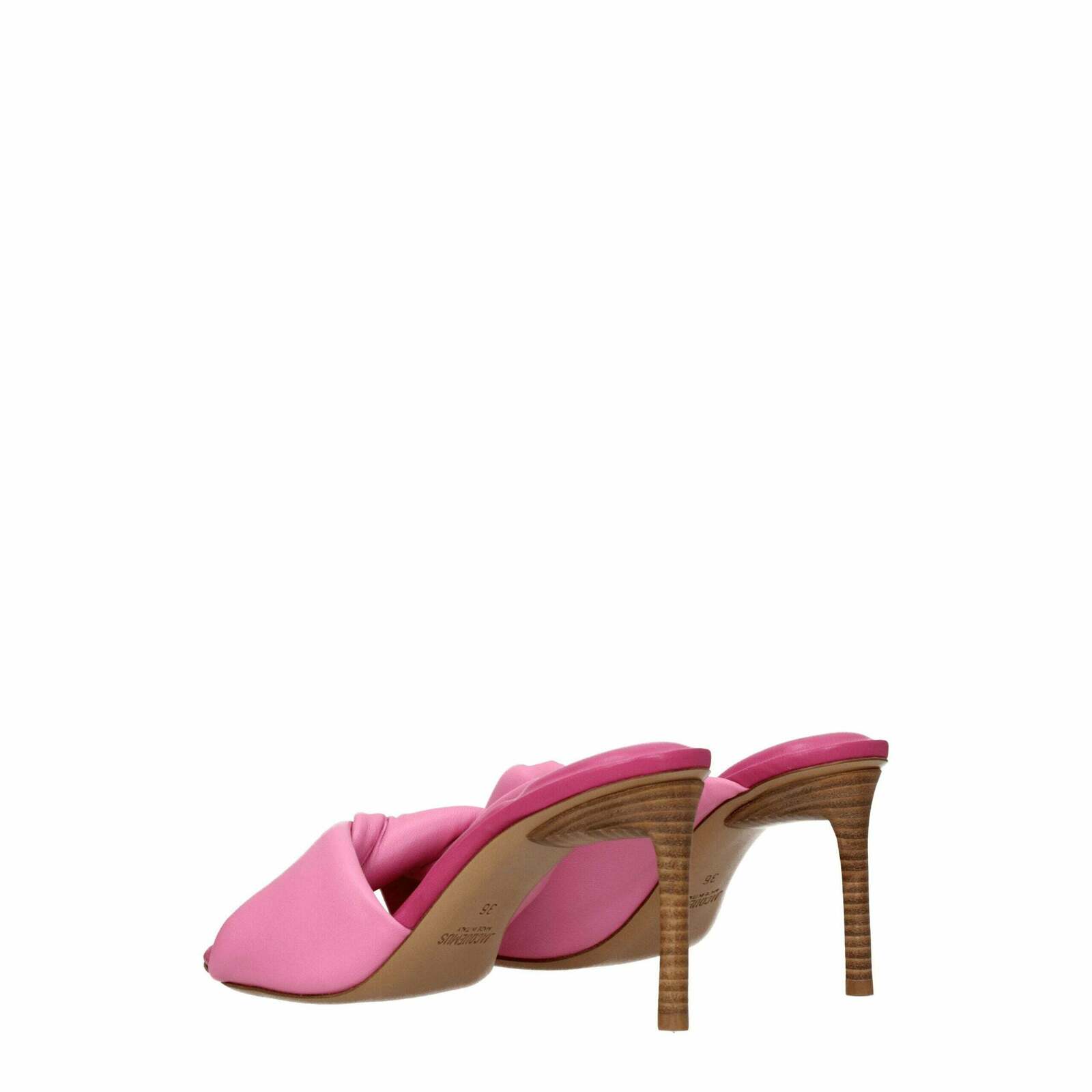 Leather Mid Heel Open Toe Sandals - Pink / 40 EU