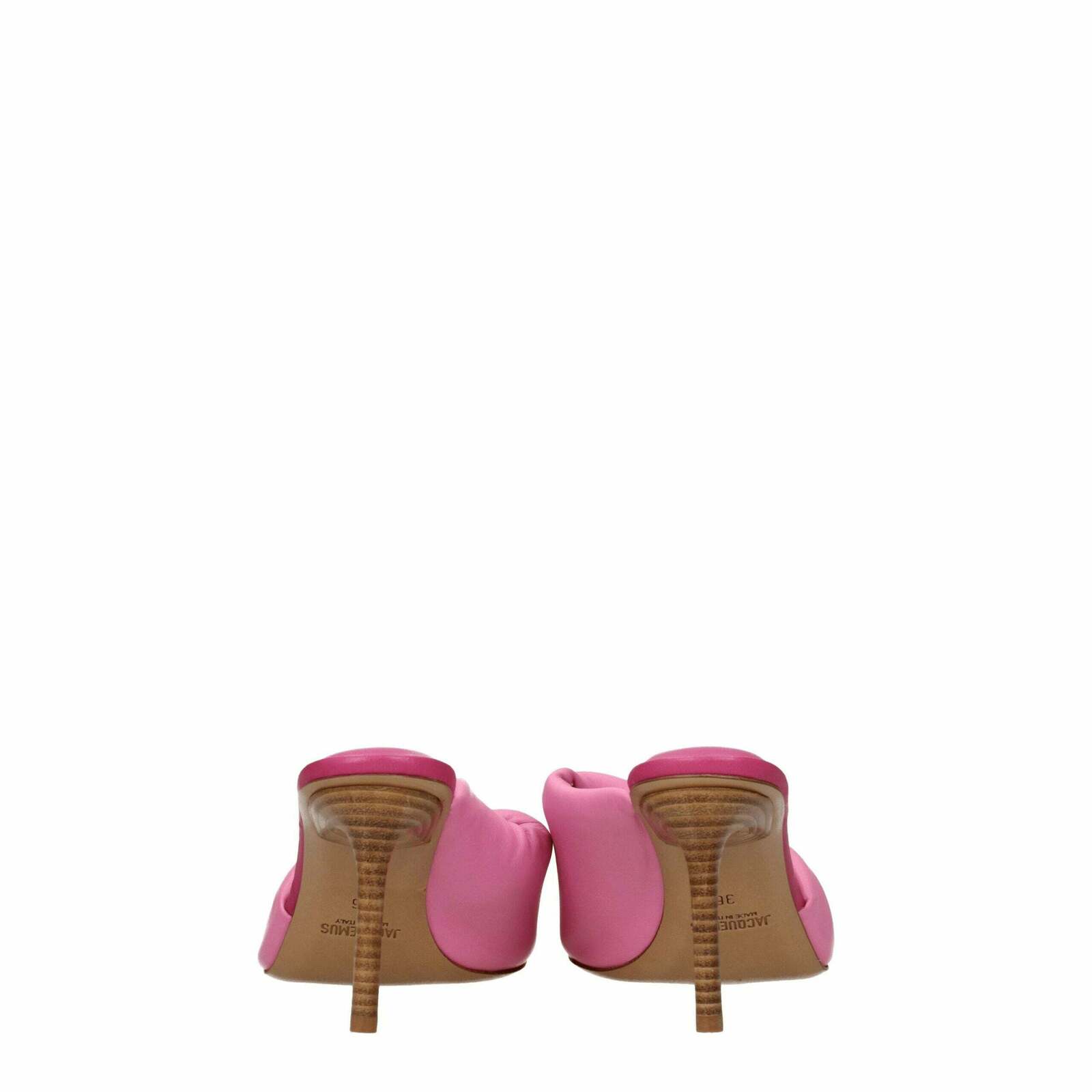 Leather Mid Heel Open Toe Sandals - Pink / 41 EU