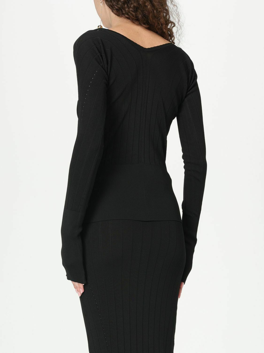 Le Maillot Ribbed Knit VNeck Top - Black / 40 EU