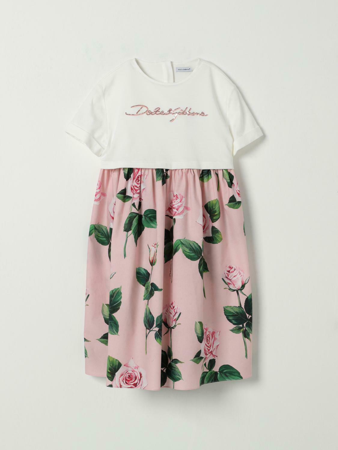 Rose Print Poplin Dress - Pink / 4 EU