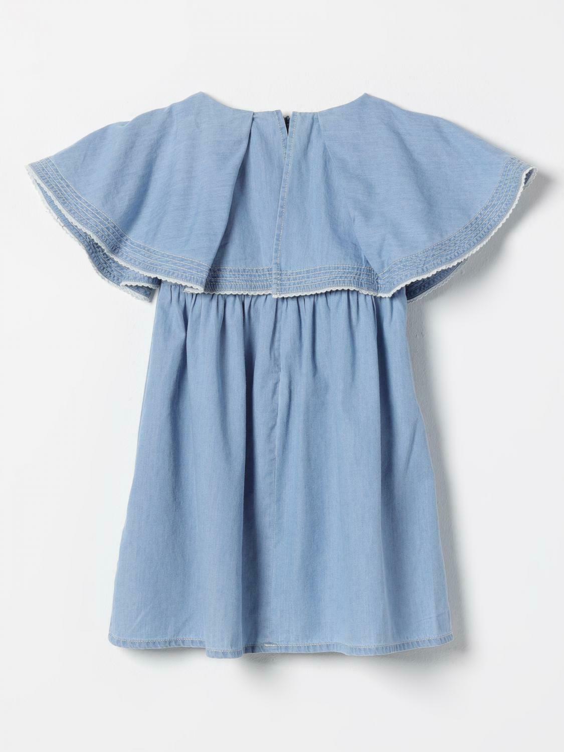 Denim Dress Cape Sleeves - Sky Blue / 8 IT
