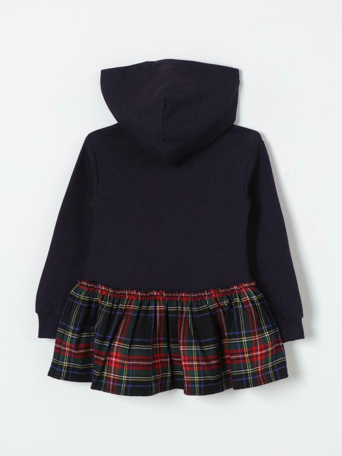 Hooded Dress Plaid Ruffle - Orange / 4 EU