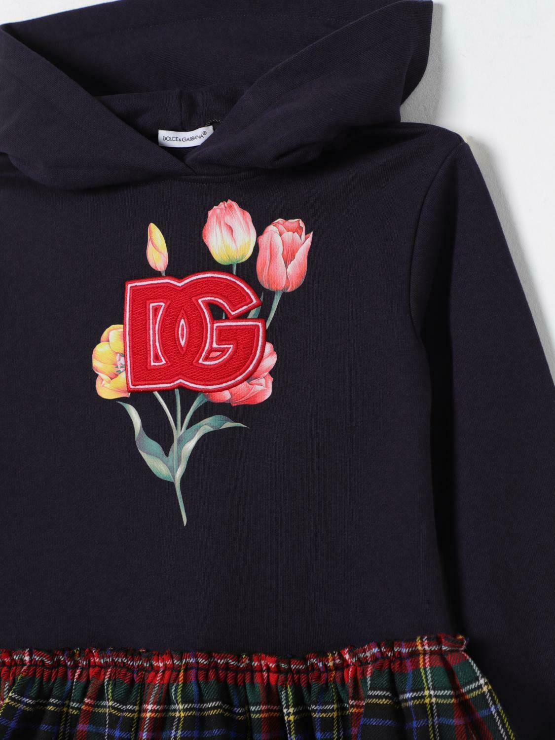 Hooded Dress Plaid Ruffle - Orange / 6 EU