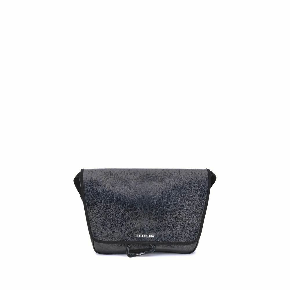 Explorer Shoulder Bag in Supple Lambskin with Multiple Pockets and Adjustable Strap - Black / One Size