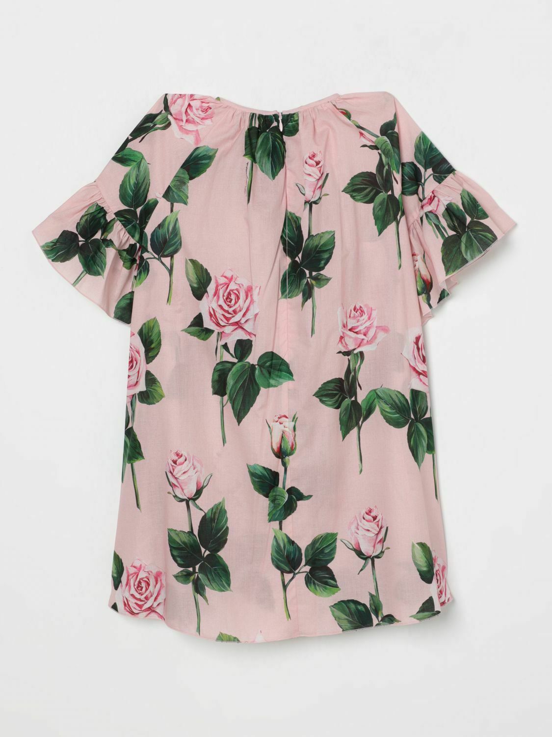 Rose Print Dress Ruffle Sleeves - Pink / 10 IT
