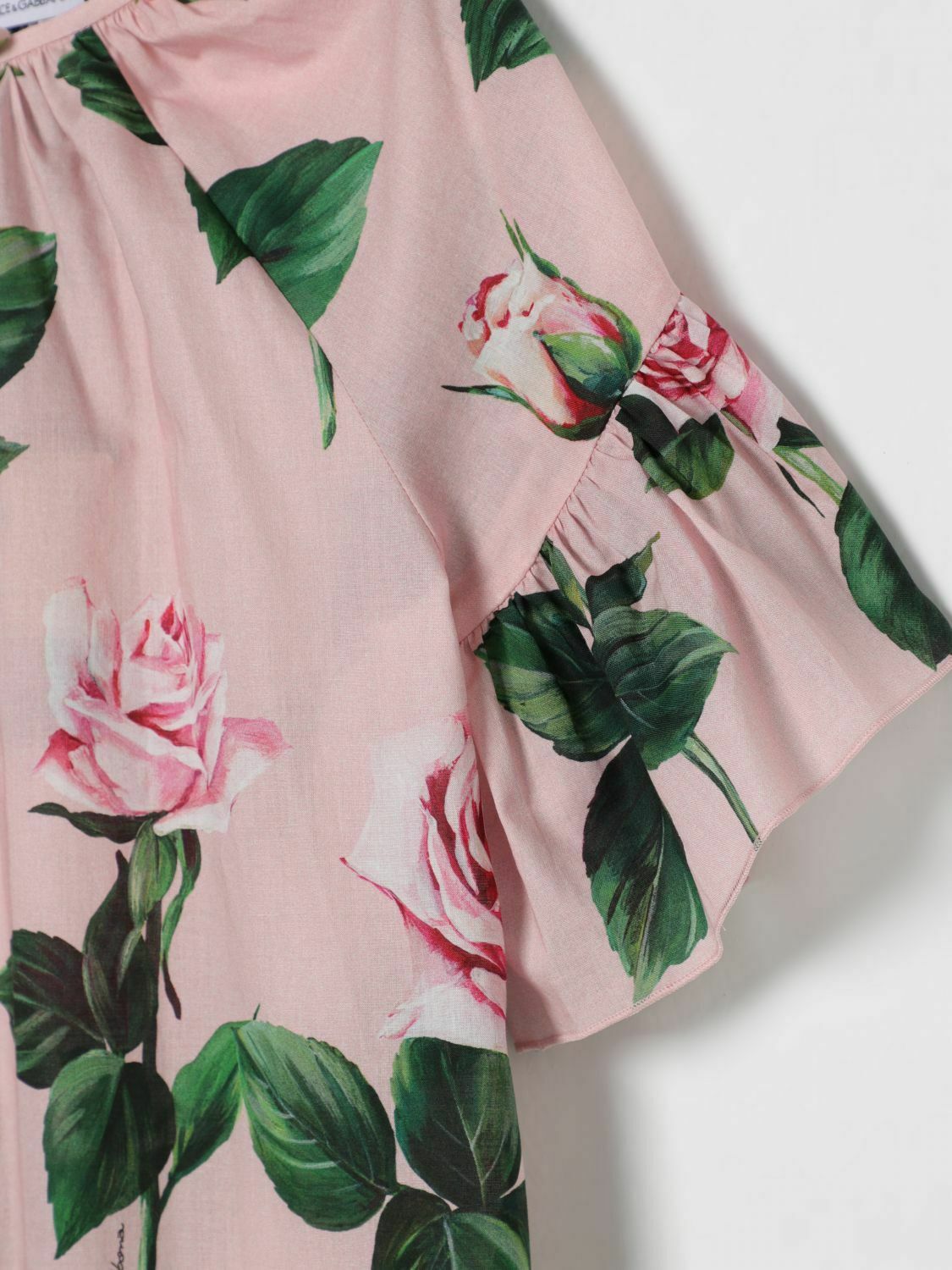 Rose Print Dress Ruffle Sleeves - Pink / 10 IT