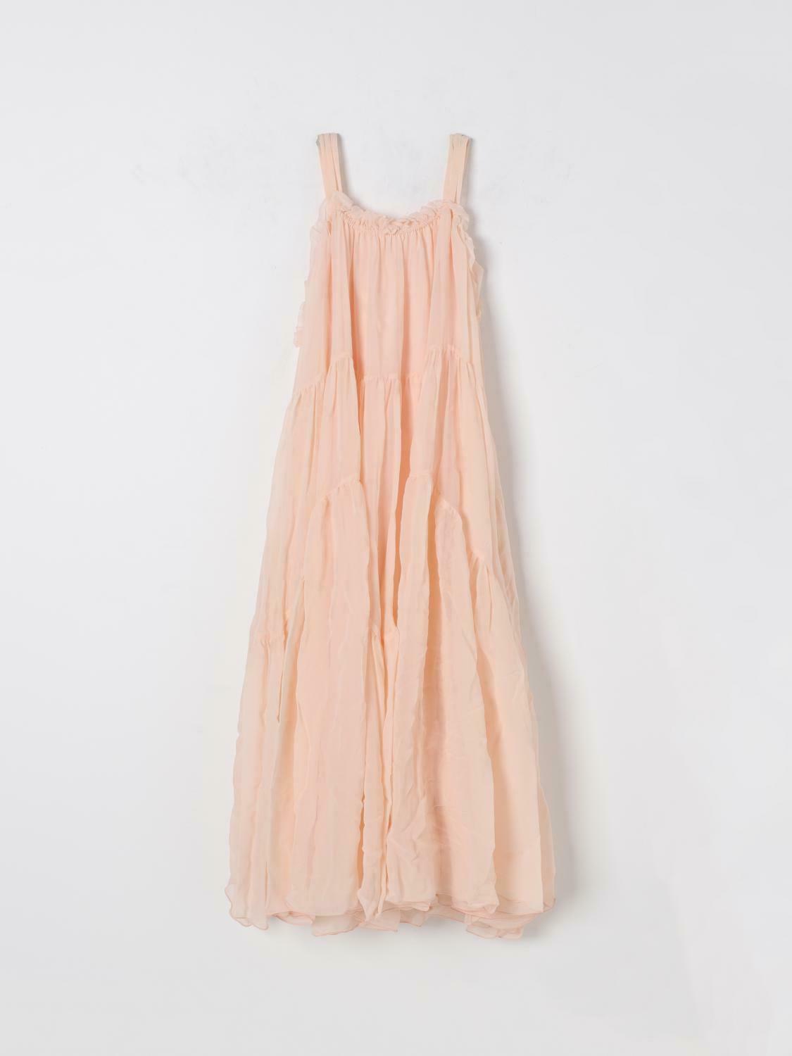 Tiered Maxi Dress Peach Silk - Pink / 10 IT