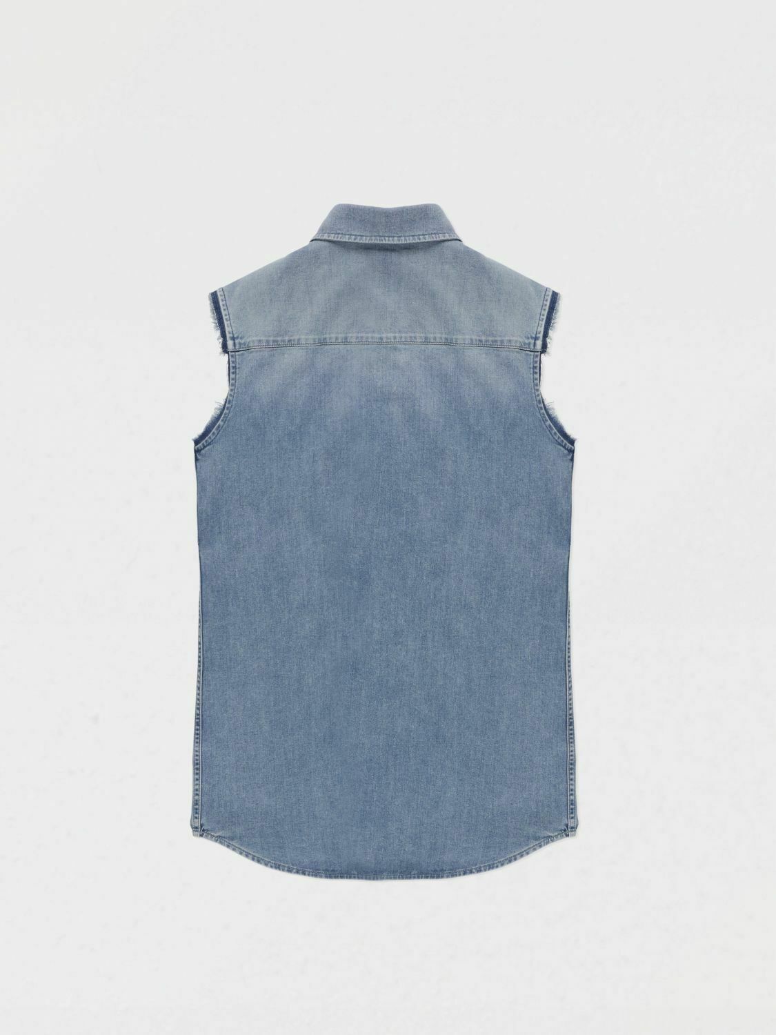 Denim Shirt Dress Tie Waist - Blue / 12 EU