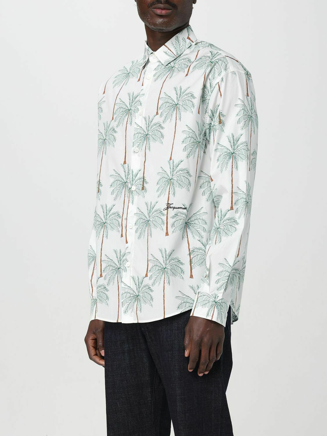 Palm Tree Print Shirt Long Sleeve - White / 46 IT