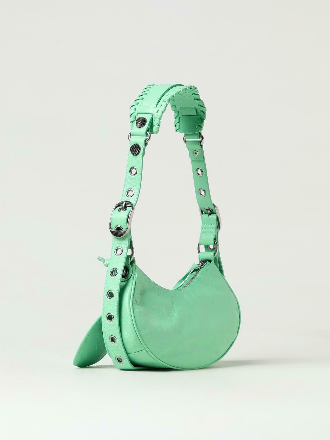 Stylish Leather Handbag with Braided Shoulder Strap and Heart-Shaped Detail - Green / U EU
