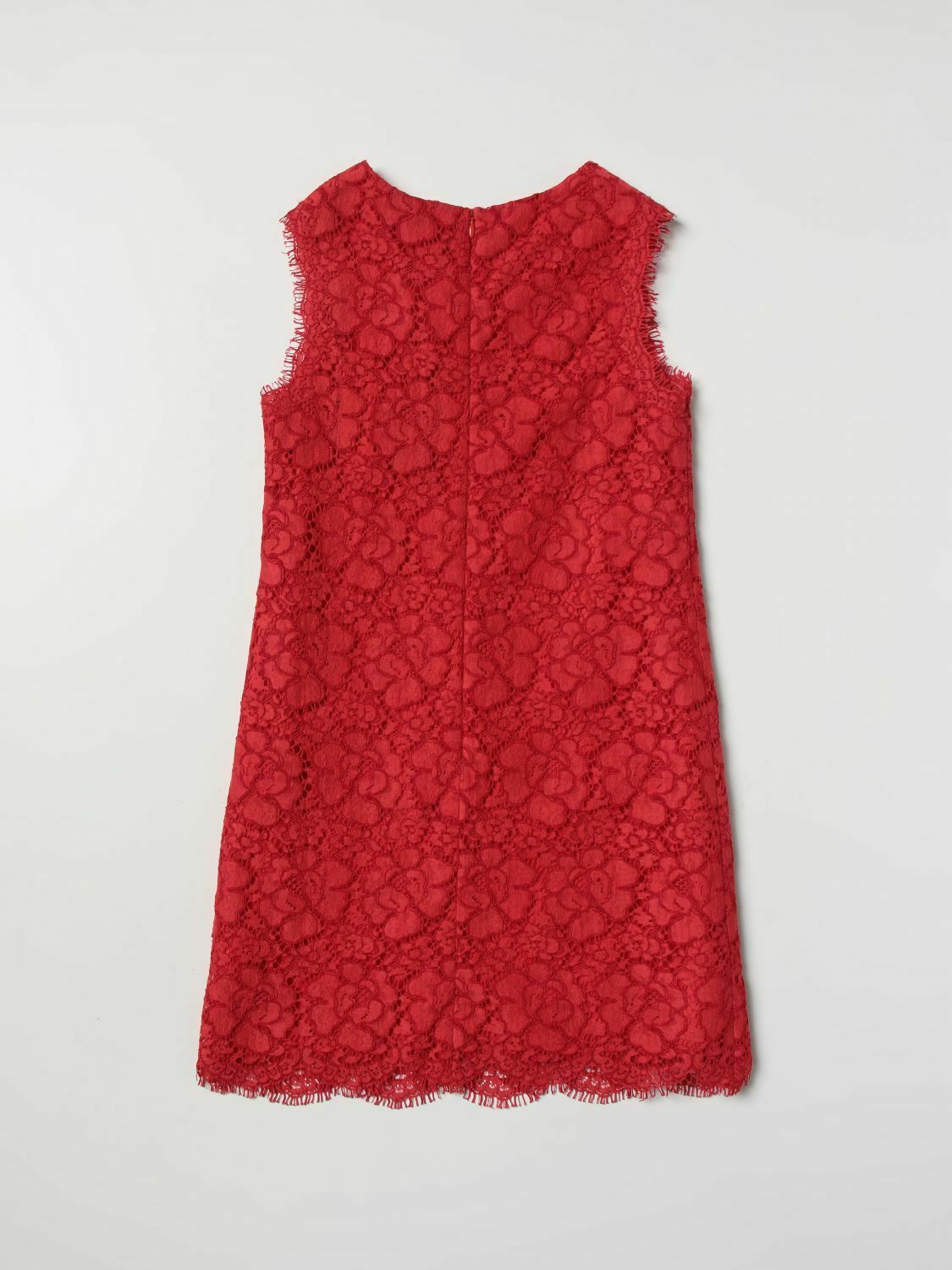Lace Dress Scalloped Hem - Red / 14 EU