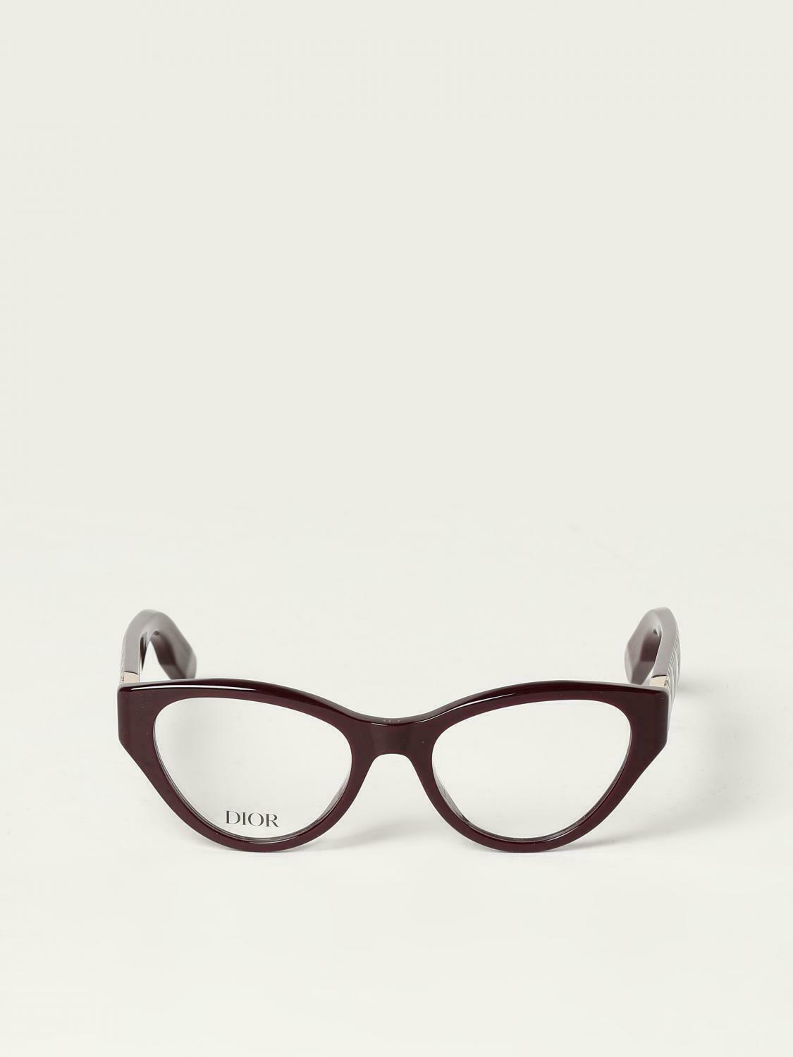 Cat Eye Glasses Quilted Temples - Burgundy / 52 IT