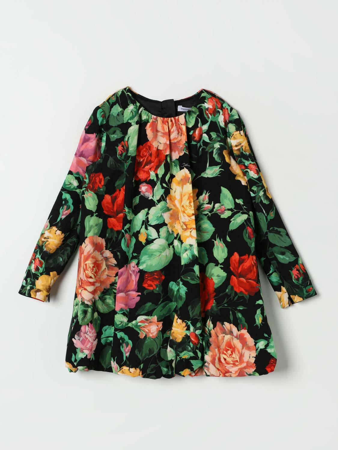 Floral Silk Dress Aline Long Sleeves - Multicolor / 2 EU