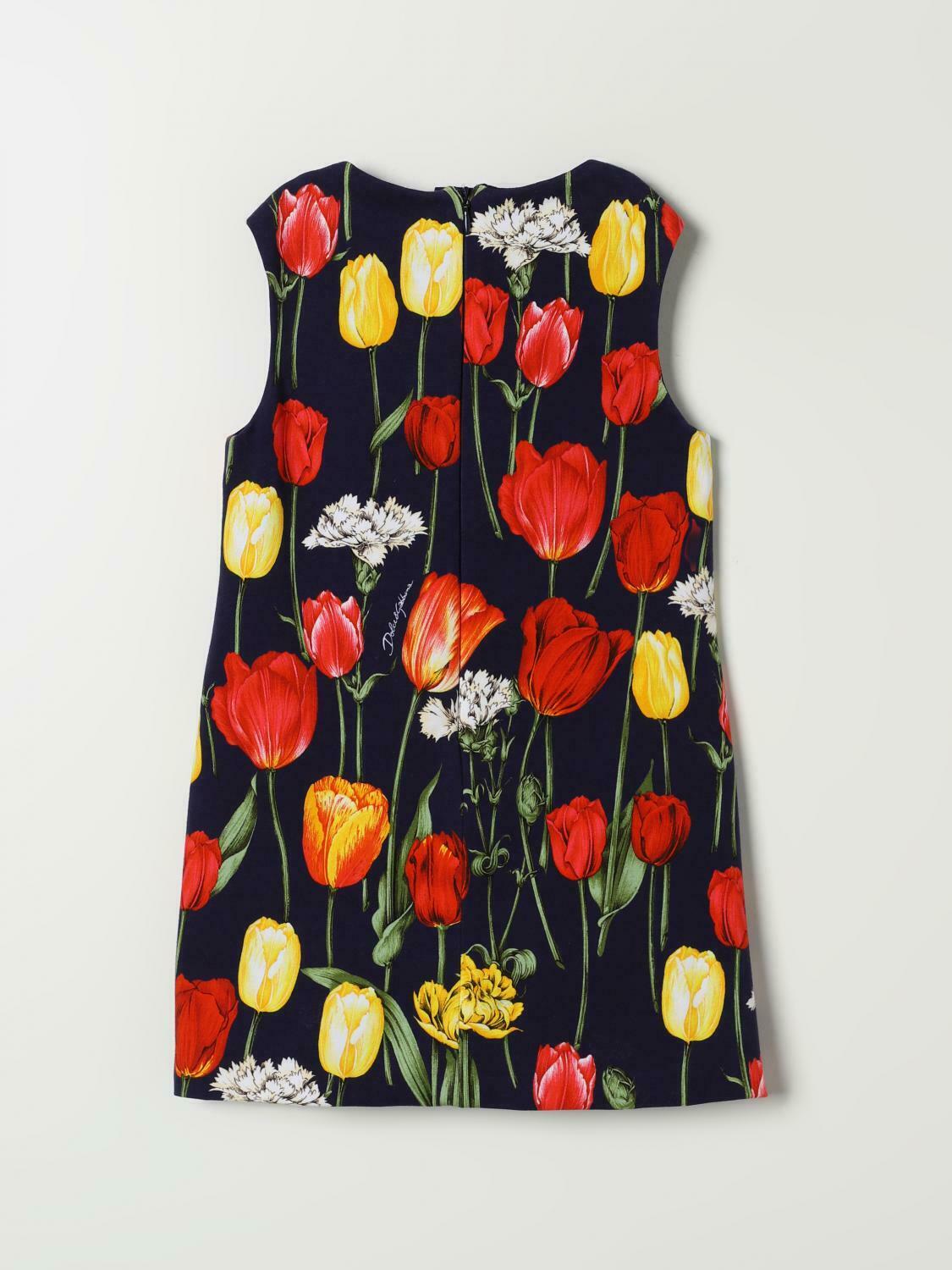 Tulip Print ALine Dress - Blue / 6 EU